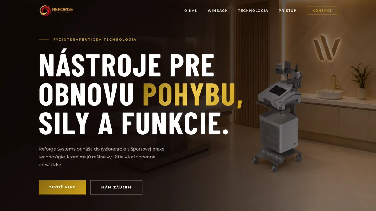 Úvodní stránka webu Reforge Systems, který postavila Levia